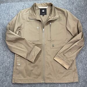 G-Star RAW Jacket Mens Large Olive Cotton Military Full Zip Lightweight Utility